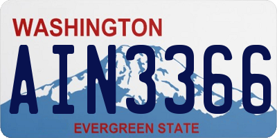 WA license plate AIN3366