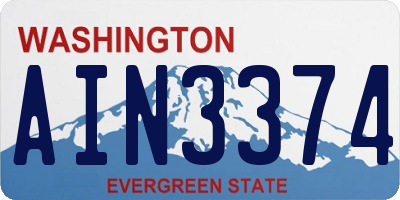 WA license plate AIN3374