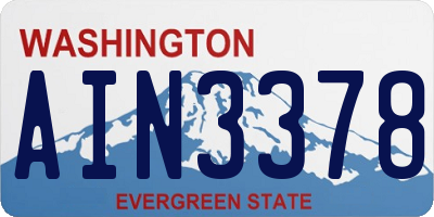 WA license plate AIN3378