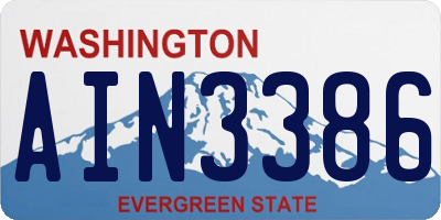 WA license plate AIN3386