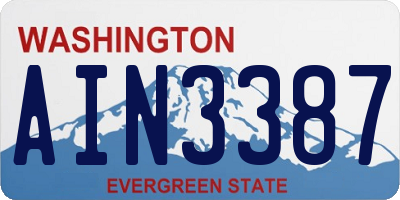 WA license plate AIN3387