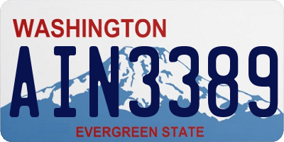 WA license plate AIN3389