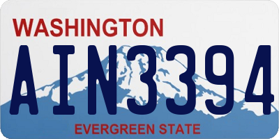 WA license plate AIN3394