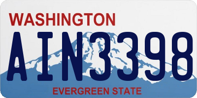 WA license plate AIN3398