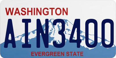 WA license plate AIN3400