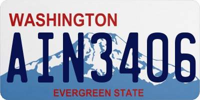 WA license plate AIN3406