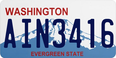 WA license plate AIN3416