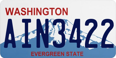 WA license plate AIN3422