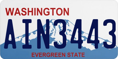 WA license plate AIN3443