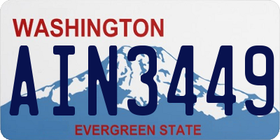WA license plate AIN3449