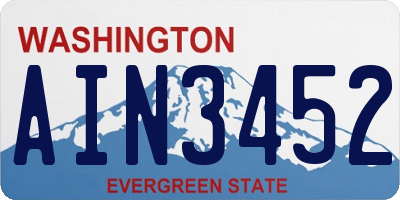 WA license plate AIN3452
