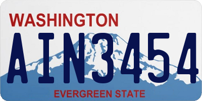 WA license plate AIN3454