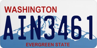 WA license plate AIN3461