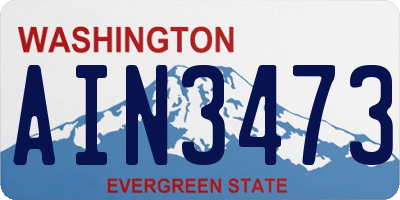 WA license plate AIN3473