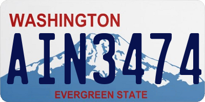WA license plate AIN3474
