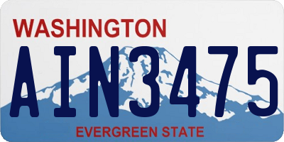 WA license plate AIN3475