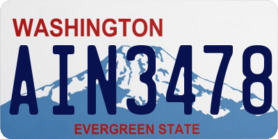 WA license plate AIN3478