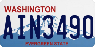 WA license plate AIN3490