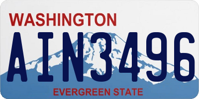 WA license plate AIN3496