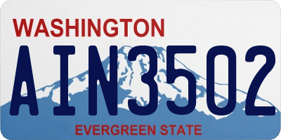 WA license plate AIN3502