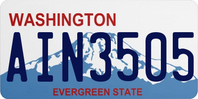 WA license plate AIN3505