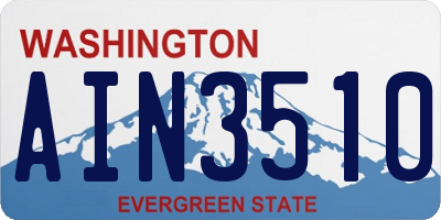 WA license plate AIN3510