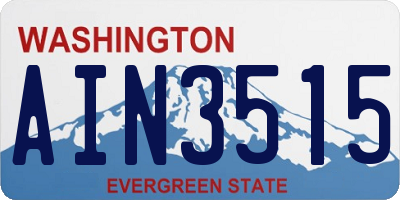 WA license plate AIN3515