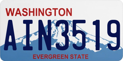 WA license plate AIN3519