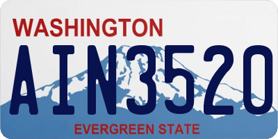 WA license plate AIN3520
