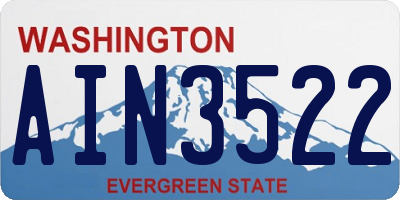 WA license plate AIN3522