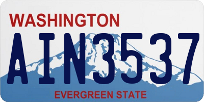WA license plate AIN3537