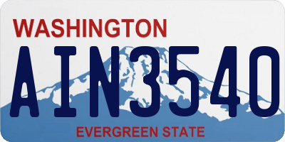 WA license plate AIN3540