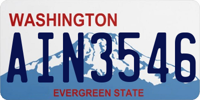WA license plate AIN3546