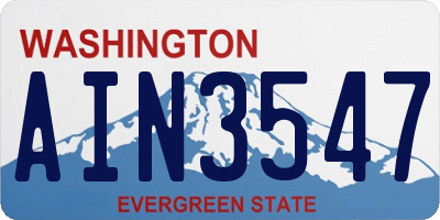 WA license plate AIN3547