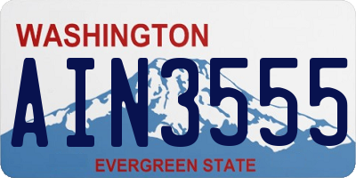 WA license plate AIN3555