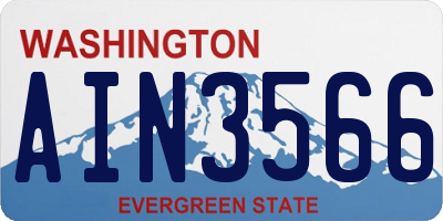 WA license plate AIN3566