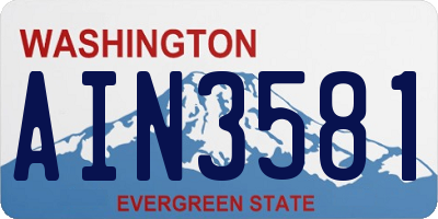 WA license plate AIN3581