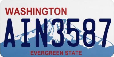 WA license plate AIN3587