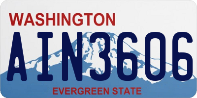 WA license plate AIN3606
