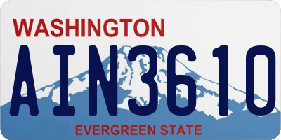 WA license plate AIN3610