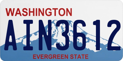 WA license plate AIN3612