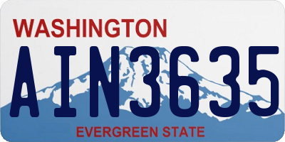 WA license plate AIN3635
