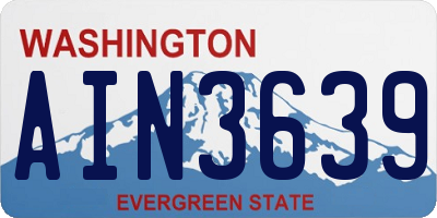 WA license plate AIN3639