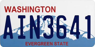 WA license plate AIN3641