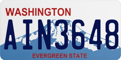 WA license plate AIN3648