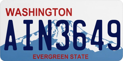 WA license plate AIN3649