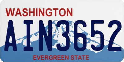 WA license plate AIN3652