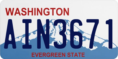 WA license plate AIN3671