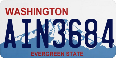 WA license plate AIN3684