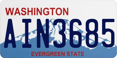 WA license plate AIN3685